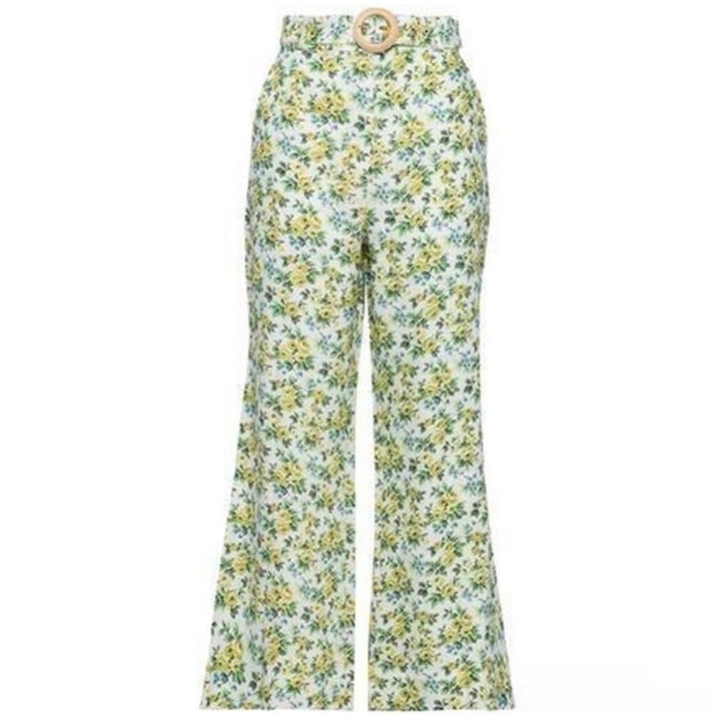 Zimmerman Golden Fitted Pant in Lemonade Acid Floral Size 8 - Picture 2 of 6